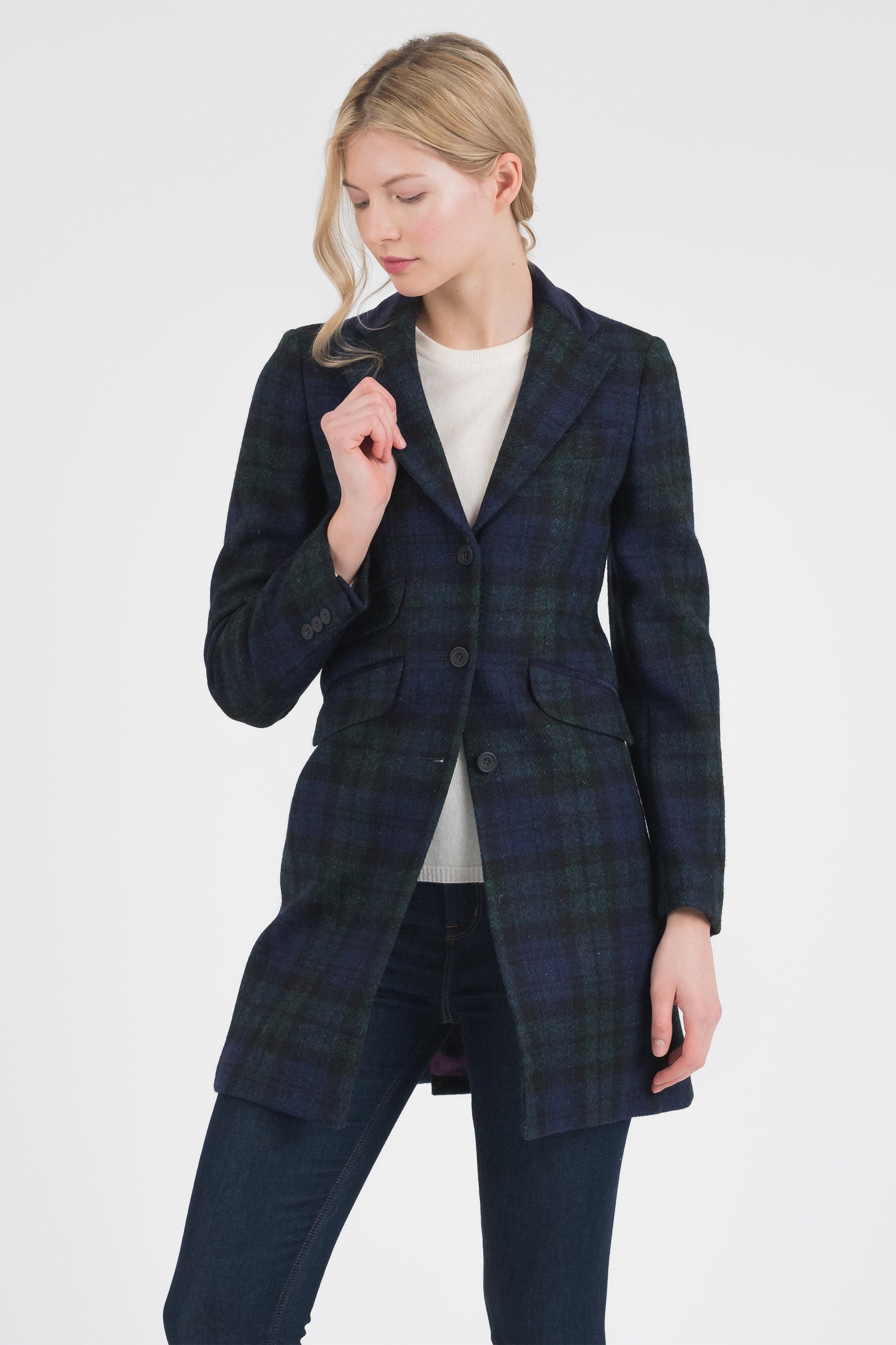 High-Quality Women’s Harris Tweed Tori Coat – Blackwatch